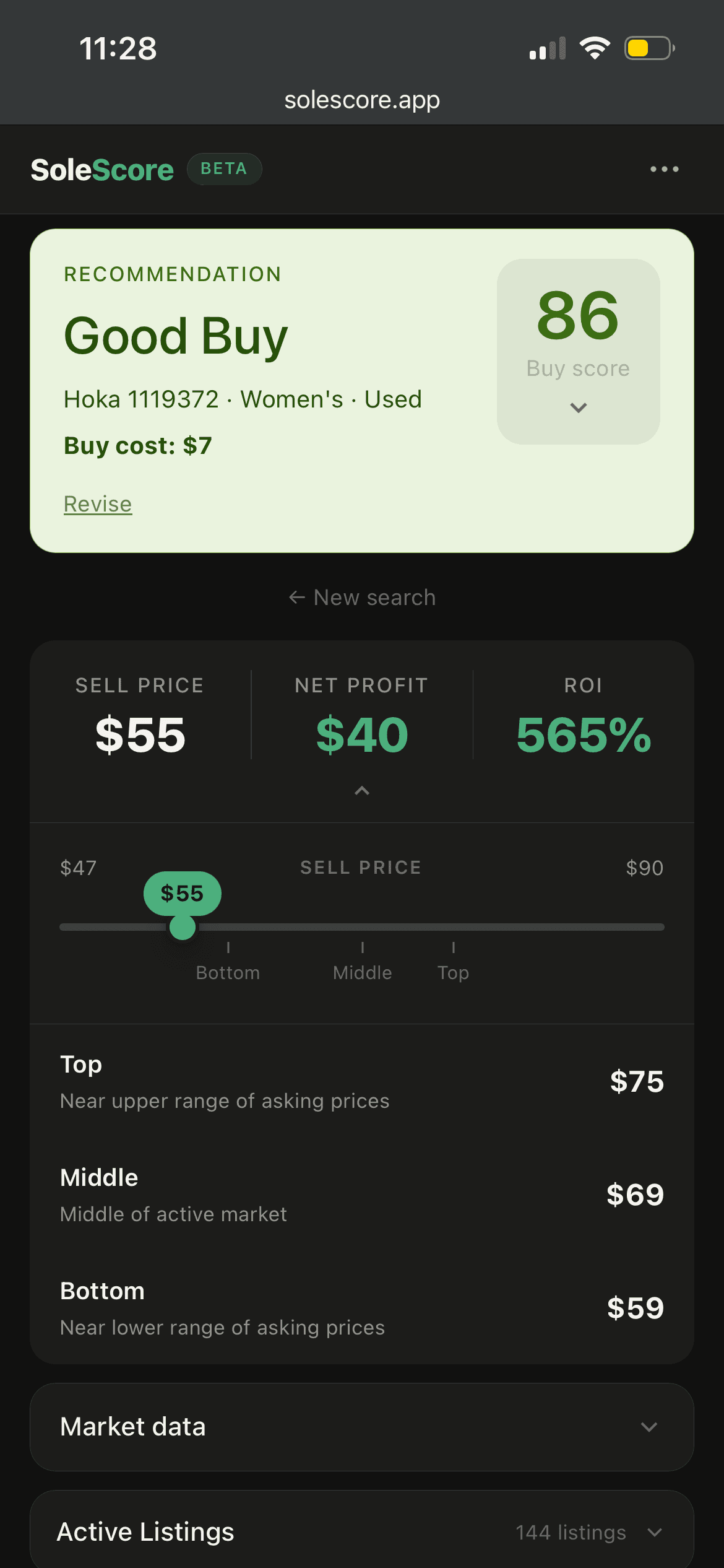 SoleScore result for Hoka One One Anacapa Mid GORE-TEX — Good Buy, Score 86